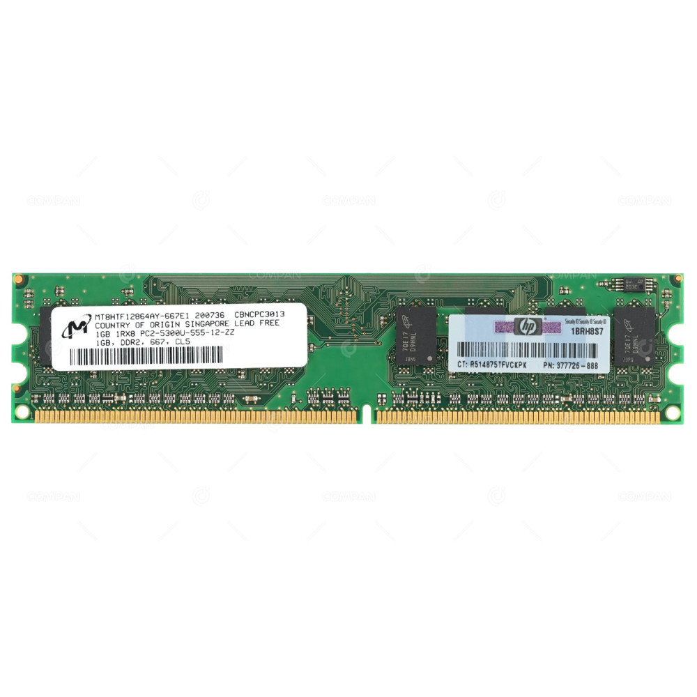 377726-888 HP 1GB 1RX8 PC2-5300U DDR2 666MHZ UDIMM MEMORY -